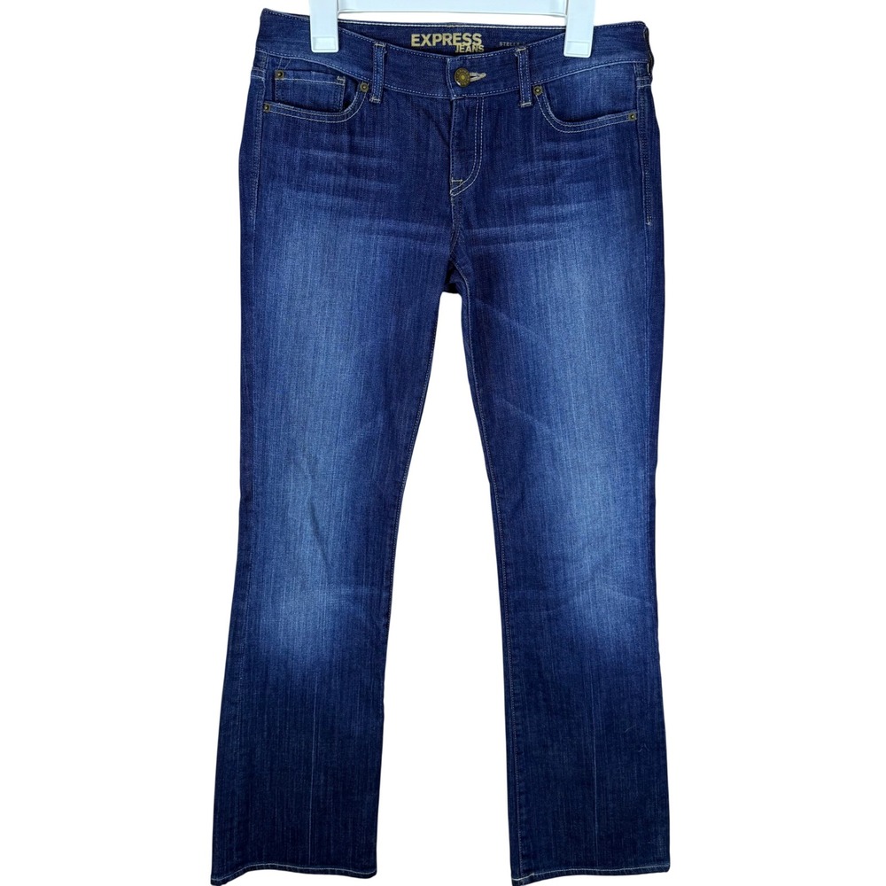 Express Stella Boot Cut Jeans Dark Wash Mid Rise Denim Pants Size 8L‎ Womens